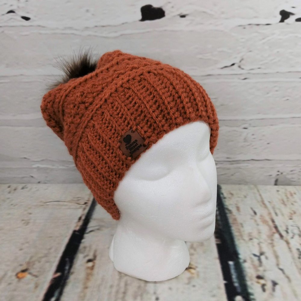 Duncan Street Designs Windermere Hand Crocheted Slouchy Hat with Pom Pom
